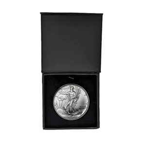1993 - u.s. silver eagle in plastic air tite in magnet close black gift box - gem brilliant uncirculated dollar uncirculated us mint