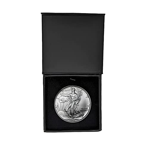 1993 - U.S. Silver Eagle in Plastic Air Tite in Magnet Close Black Gift Box - Gem Brilliant Uncirculated Dollar Uncirculated US Mint