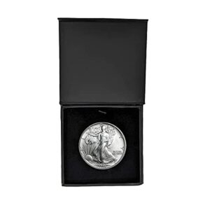 1986 - u.s. silver eagle in plastic air tite in magnet close black gift box - gem brilliant uncirculated dollar uncirculated us mint