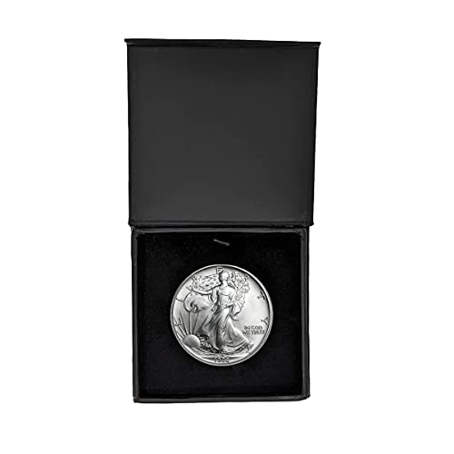 1986 - U.S. Silver Eagle in Plastic Air Tite in Magnet Close Black Gift Box - Gem Brilliant Uncirculated Dollar Uncirculated US Mint