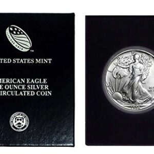 1986 - U.S. Silver Eagle in Plastic Air Tite in Magnet Close Black Gift Box - Gem Brilliant Uncirculated Dollar Uncirculated US Mint