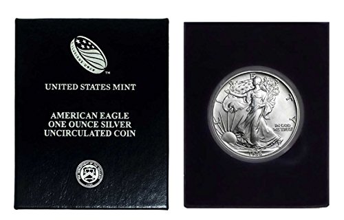 1986 - U.S. Silver Eagle in Plastic Air Tite in Magnet Close Black Gift Box - Gem Brilliant Uncirculated Dollar Uncirculated US Mint