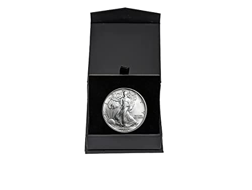 1986 - U.S. Silver Eagle in Plastic Air Tite in Magnet Close Black Gift Box - Gem Brilliant Uncirculated Dollar Uncirculated US Mint