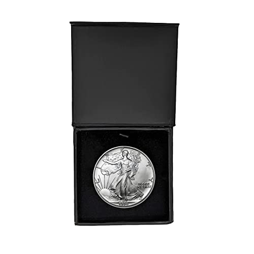 1990 - U.S. Silver Eagle in Plastic Air Tite in Magnet Close Black Gift Box - Gem Brilliant Uncirculated Dollar Uncirculated US Mint