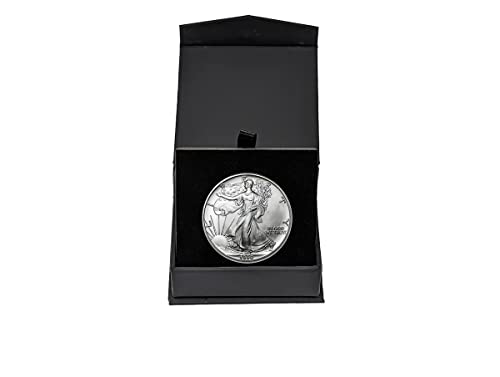 1990 - U.S. Silver Eagle in Plastic Air Tite in Magnet Close Black Gift Box - Gem Brilliant Uncirculated Dollar Uncirculated US Mint