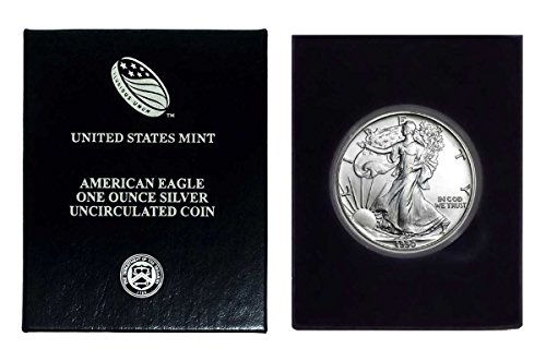 1990 - U.S. Silver Eagle in Plastic Air Tite in Magnet Close Black Gift Box - Gem Brilliant Uncirculated Dollar Uncirculated US Mint