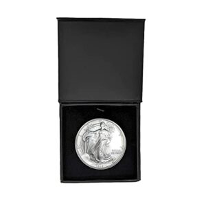 1995 - u.s. silver eagle in plastic air tite in magnet close black gift box - gem brilliant uncirculated dollar uncirculated us mint