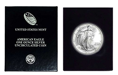 1995 - U.S. Silver Eagle in Plastic Air Tite in Magnet Close Black Gift Box - Gem Brilliant Uncirculated Dollar Uncirculated US Mint