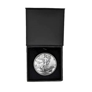 1991 - u.s. silver eagle in plastic air tite in magnet close black gift box - gem brilliant uncirculated dollar uncirculated us mint