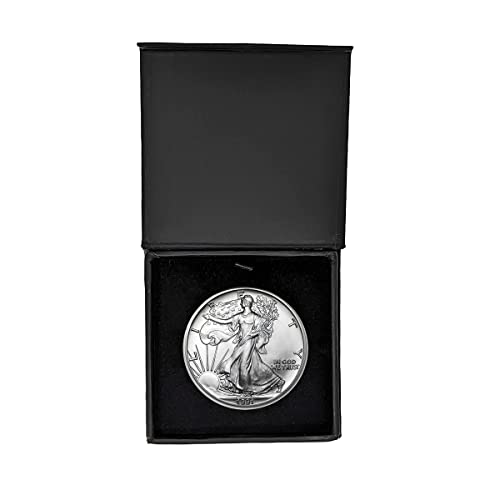 1991 - U.S. Silver Eagle in Plastic Air Tite in Magnet Close Black Gift Box - Gem Brilliant Uncirculated Dollar Uncirculated US Mint