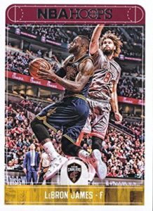lebron james 2017 2018 panini hoops mint basketball card #25 picturing him in his blue cleveland cavaliers jersey