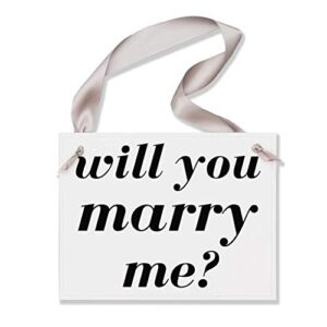 will you marry me sign for wedding proposal | engagement banner | black ink gray ribbon ivory paper