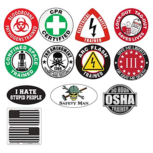 STICKERDAD Hard Hat Stickers 12 Pieces (Bundle 21918) for Helmet Tool Box Lockers Wall Windows