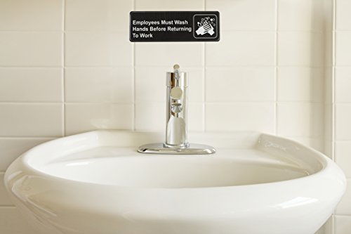 Employees Must Wash Hands Before Returning to Work Sign (Pack of 2) Black and White, 9" x 3"