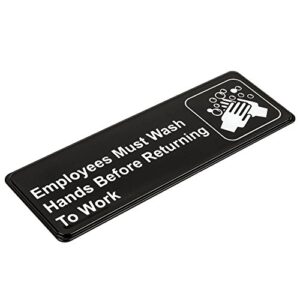 Employees Must Wash Hands Before Returning to Work Sign (Pack of 2) Black and White, 9" x 3"