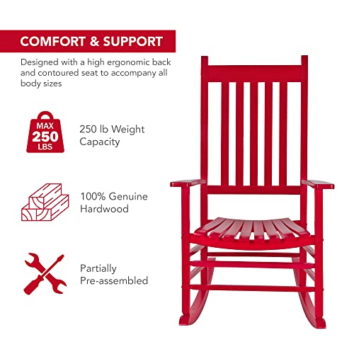 Shine Company 4332CP Vermont Porch Rocker | High Back Rocking Chair – Chili Pepper