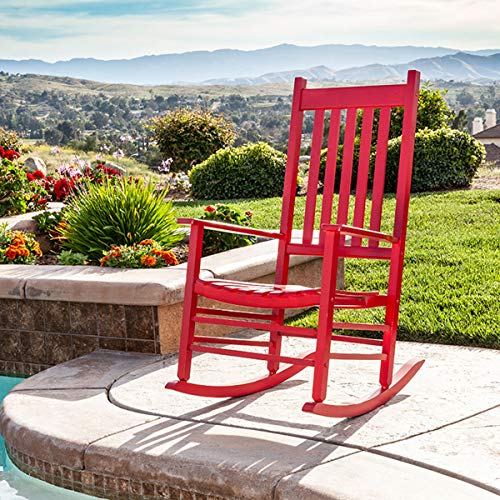 Shine Company 4332CP Vermont Porch Rocker | High Back Rocking Chair – Chili Pepper