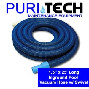Puri Tech Inground Swimming Pool Vacuum Hose 1.5'' X 25' ft w/ Swivel VH1225
