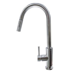 lippert components flow max bullet pull-down kitchen faucet with toggle stream/spray options, 304-grade stainless steel construction for residential homes or rv kitchens - 719333