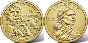 2018 various mint marks native american dollars 2018 $1 native american dollars p,d both coins jim thorpe uncirculated