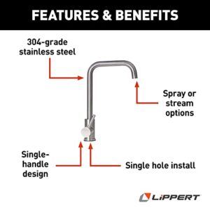 Lippert Components Flow Max Square Gooseneck Kitchen Faucet for RVs and Residential