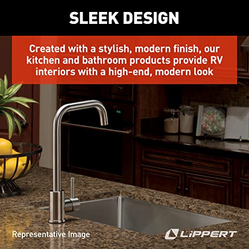 Lippert Components Flow Max Square Gooseneck Kitchen Faucet for RVs and Residential