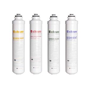 aquverse clover 4-pack replacement filters for under-sink ro system (sediment, pre-carbon, ro membrane, and carbon + mineral filters)