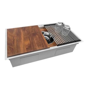 ruvati 33-inch workstation ledge kitchen sink undermount 16 gauge stainless steel - rvh8222