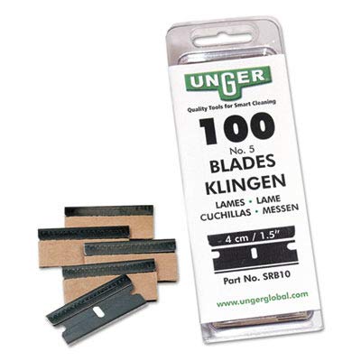 Unger Safety Scraper Replacement Blades, 9, Stainless Steel, 100/Box