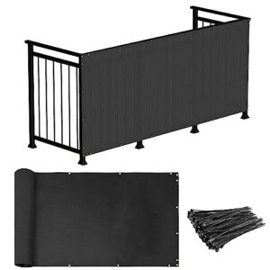 windscreen4less 3'x15' deck balcony privacy screen for deck pool fence railings apartment balcony privacy screen for patio yard porch chain link fence condo with zip ties black