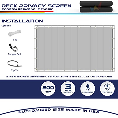 Windscreen4less 3'x15' Deck Balcony Privacy Screen for Deck Pool Fence Railings Apartment Balcony Privacy Screen for Patio Yard Porch Chain Link Fence Condo with Zip Ties Black