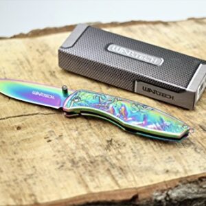 Wartech PWT254 Thumb Open Spring Assisted Unicorn Handle Pocket Knives (PWT254RW)