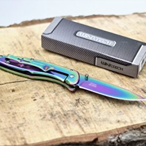 Wartech PWT254 Thumb Open Spring Assisted Unicorn Handle Pocket Knives (PWT254RW)
