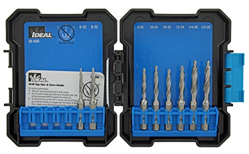 IDEAL Electrical 36-600 Standard Drill/Taps - (8 Piece) 1/4 in. Hex Shank, Drilling, Tapping, Deburring, HSS Bit Kit