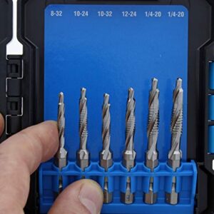 IDEAL Electrical 36-600 Standard Drill/Taps - (8 Piece) 1/4 in. Hex Shank, Drilling, Tapping, Deburring, HSS Bit Kit
