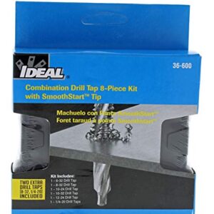 IDEAL Electrical 36-600 Standard Drill/Taps - (8 Piece) 1/4 in. Hex Shank, Drilling, Tapping, Deburring, HSS Bit Kit