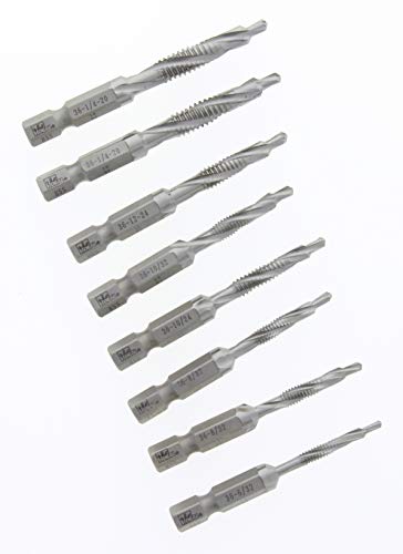 IDEAL Electrical 36-600 Standard Drill/Taps - (8 Piece) 1/4 in. Hex Shank, Drilling, Tapping, Deburring, HSS Bit Kit