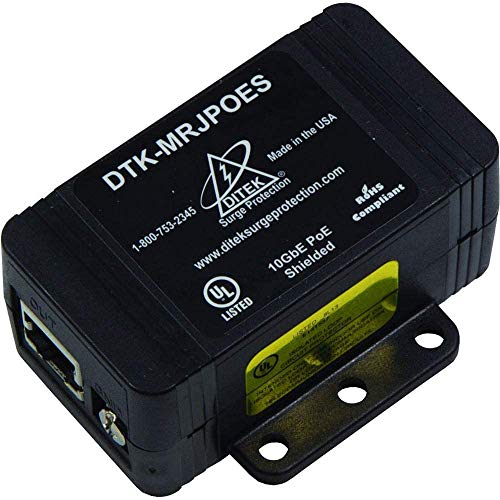 Ditek DTK-MRJPOES Power Over Ethernet Surge Protection for IP Cameras and NVRs, PoE, PoE + and Hi-PoE Compatible; Ethernet Data Speed without Signal Degradation