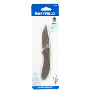 Sheffield 12169 Berda Assisted Survival Knife | 3 Inch Drop Point Folding Pocket Knife | Assisted Opening EDC Knife| Steel Handle | Tactical Knife for Camping, Men’s Gift, EDC & More | Pocket Clip