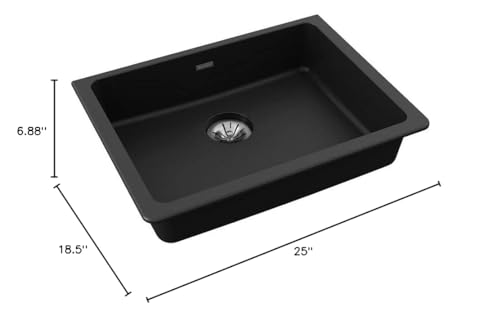 Elkay Quartz Classic ELGUAD2519PDBK0 Black Single Bowl Undermount ADA Sink with Perfect Drain