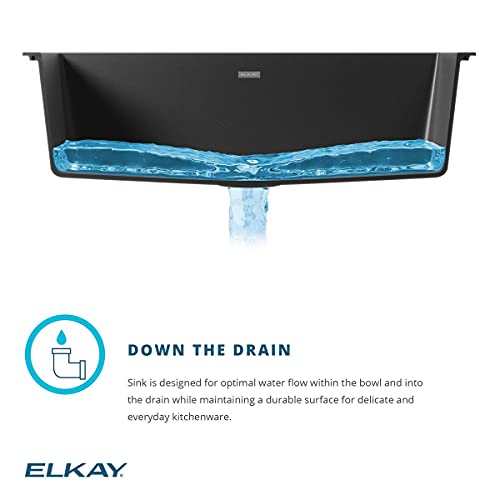 Elkay Quartz Classic ELGUAD2519PDBK0 Black Single Bowl Undermount ADA Sink with Perfect Drain
