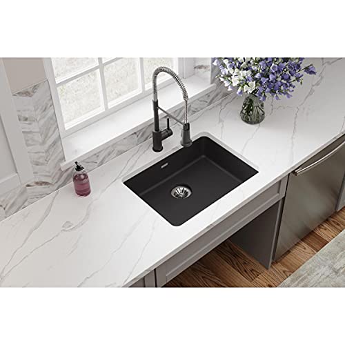 Elkay Quartz Classic ELGUAD2519PDBK0 Black Single Bowl Undermount ADA Sink with Perfect Drain