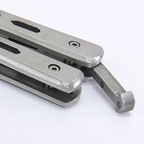 AZZORI Stainless Steel Silver Practice Butterfly In Knife Trainer Training Folding Knife Dull Tool Outdoor Camping Butterfly Knife Comb