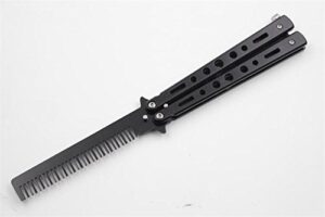 azzori stainless steel silver practice butterfly in knife trainer training folding knife dull tool outdoor camping butterfly knife comb