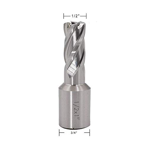 Annular Cutter JESTUOUS 3/4 Inch Weldon Shank 1/2 Cutting Diameter 1 Cutting Depth with Two-Flat HSS Kit for Magnetic Drill Press,1 Piece