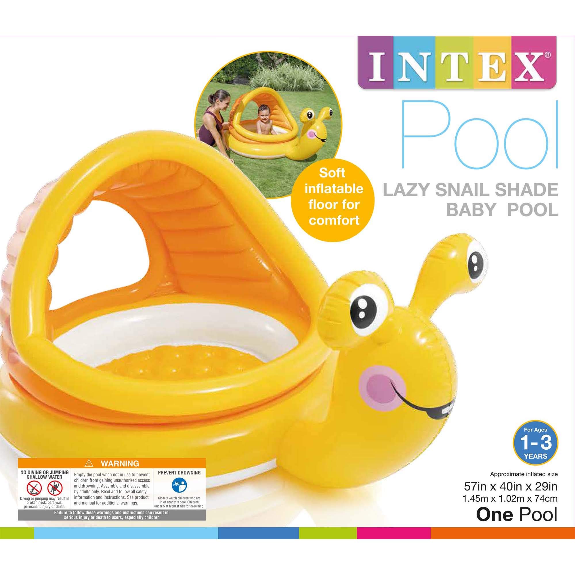 Intex - Lazy Snail Shade Baby Pool, Yellow