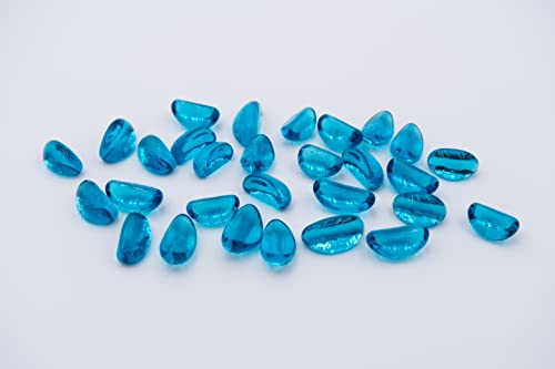 AKOYA Outdoor Essentials 10-Pound Fire Glass Cashew 1-inch Reflective Tempered Crystal Beads for Fire Pit (Caribbean Blue)