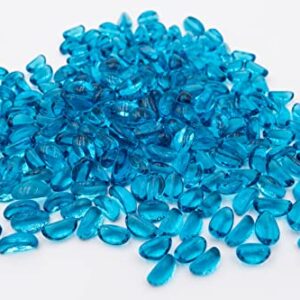 AKOYA Outdoor Essentials 10-Pound Fire Glass Cashew 1-inch Reflective Tempered Crystal Beads for Fire Pit (Caribbean Blue)