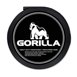 gorilla swimming pool backwash hose with clamp - extra heavy duty - weather and chemical resistant (50 ft)