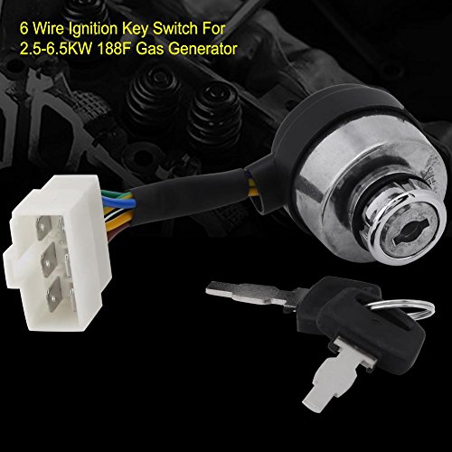 Key Switch of 6 Wire Ignition Start Ignition Start Key Switch For 2.5-6.5KW 188F Gas Generator with 2 key